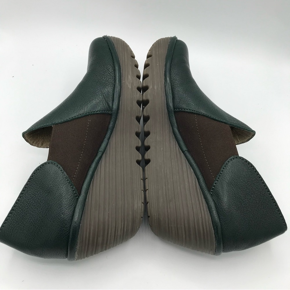 Fly London Shoes YUA Women's 39 US 8-8.5 Platform Wedges Green Leather Bootie - Picture 14 of 15